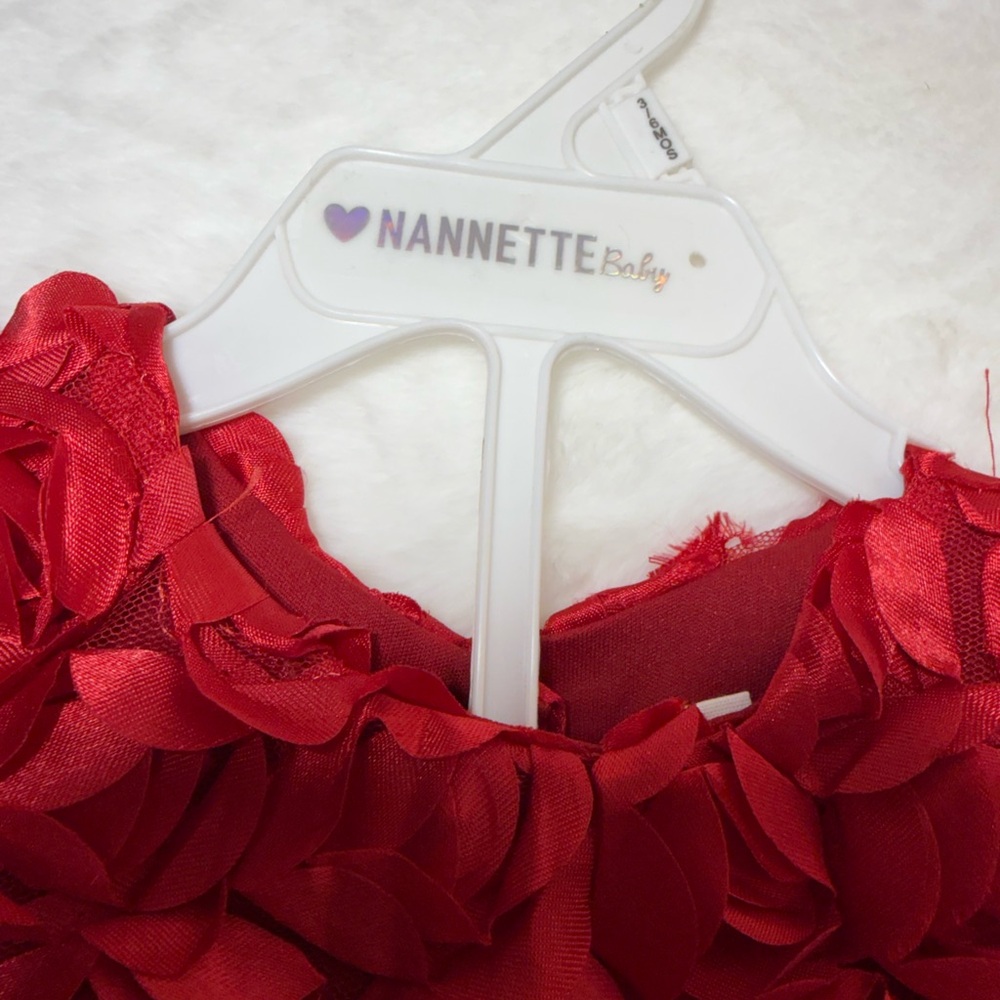 Nannette Baby Red Floral Dress Set Girls 3-6 Months 2pc